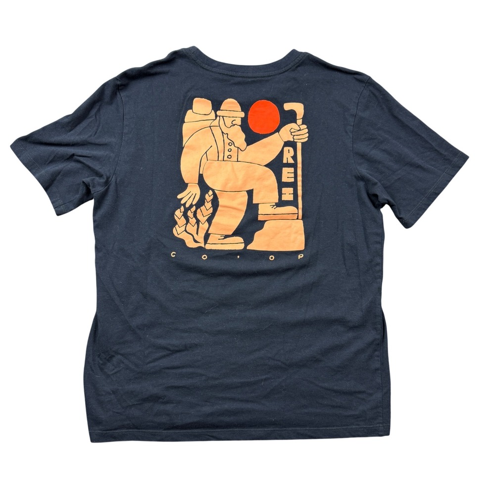 REI Co-op Mens Medium Navy Blue Hiker Graphic T-Shirt Granola Gorpcore Outdoors